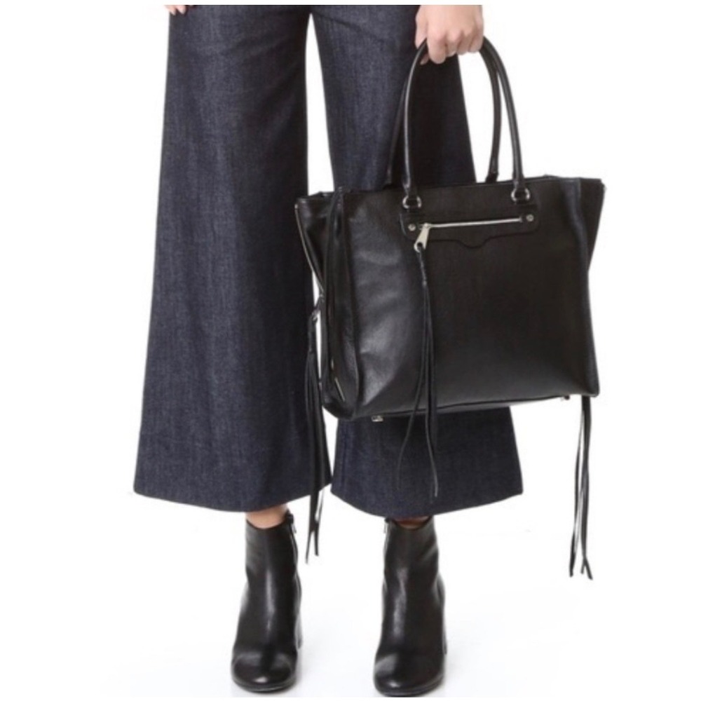 Rebecca Minkoff MAB Medium‎ Tote Black Leather Tassel Shoulder Bag